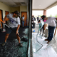 Volunteers clean up a restaurant in Minneapolis